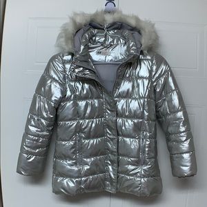 H&M Silver Jacket with Hood size US 6-7